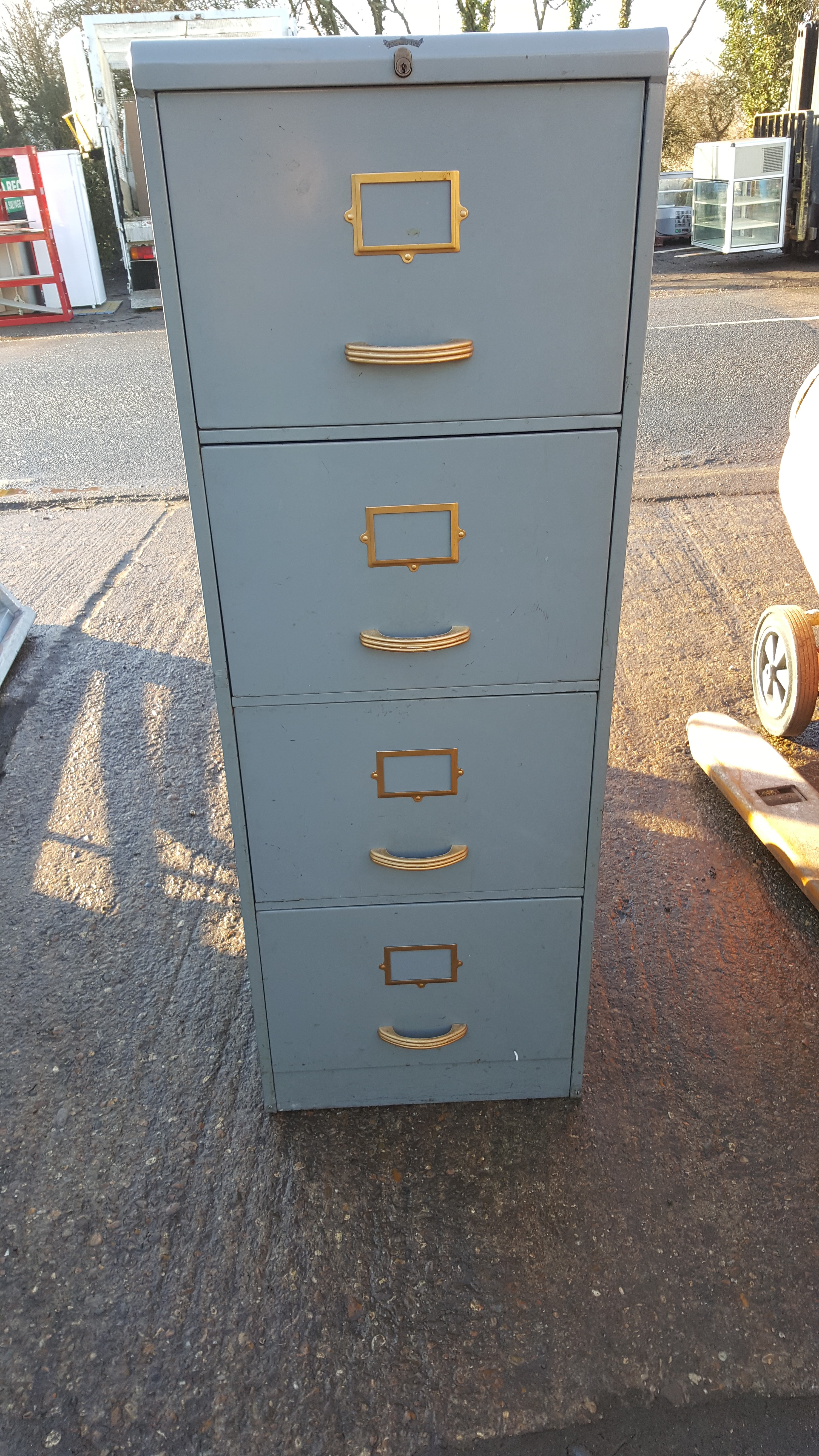Vintage Filing Cabinet With Brass Handle A And D Reclaim