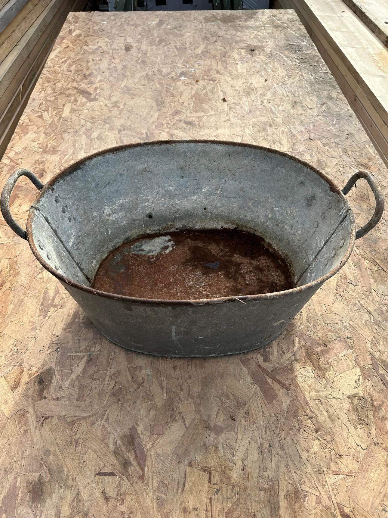 Vintage Original Galvanized Tin Tubs Planters Ref 2 A and D Reclaim